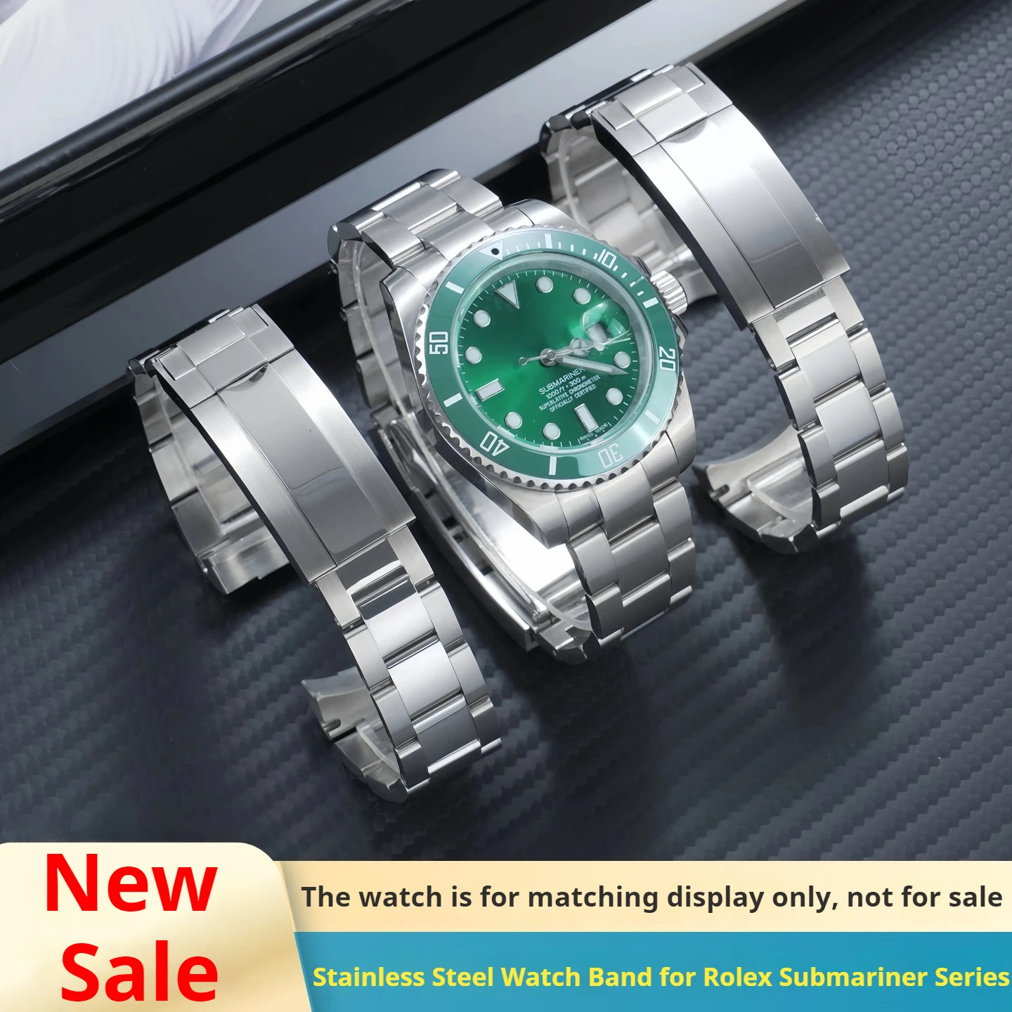 20mm 21mm Stainless Steel Watch Strap For Rolex Submariner 116610 Green Water Ghost Metal Bracelet Curved Interface Watch Chain