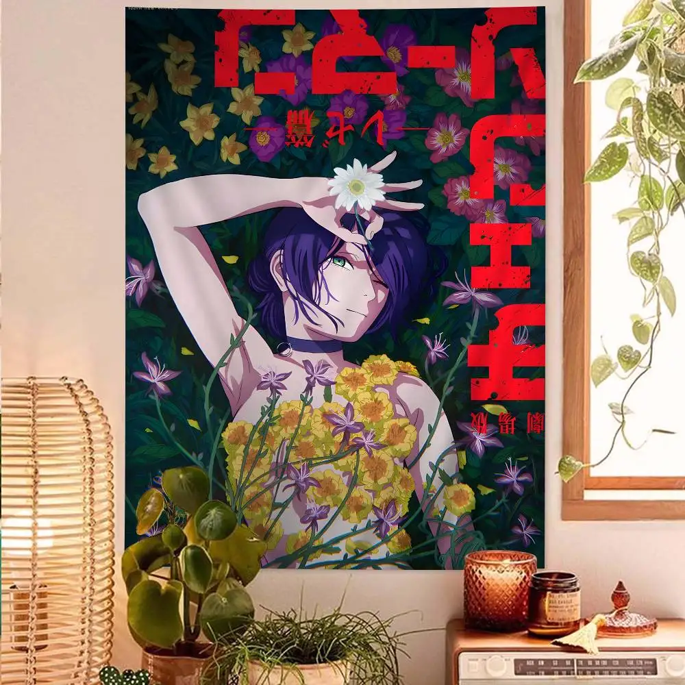 أنيمي C-منشار رجل R-Reze الكرتون نسيج الجدار الشنق الديكور ديكور المنزل المنزلي