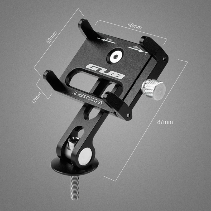 Bike Stem Phone Mount Anti-slip Adjustable Aluminum Bicycle Phone Holder for 3.7-7.2In Mobile Phones