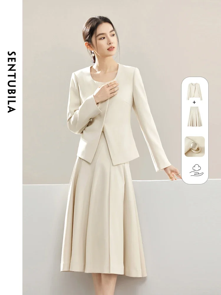 

SENTUBILA Women Blazer Jacket and Skirt Two Piece Sets Womens Outfits 2024 Autumn Elegant Office Work Business Wear 141Z52828