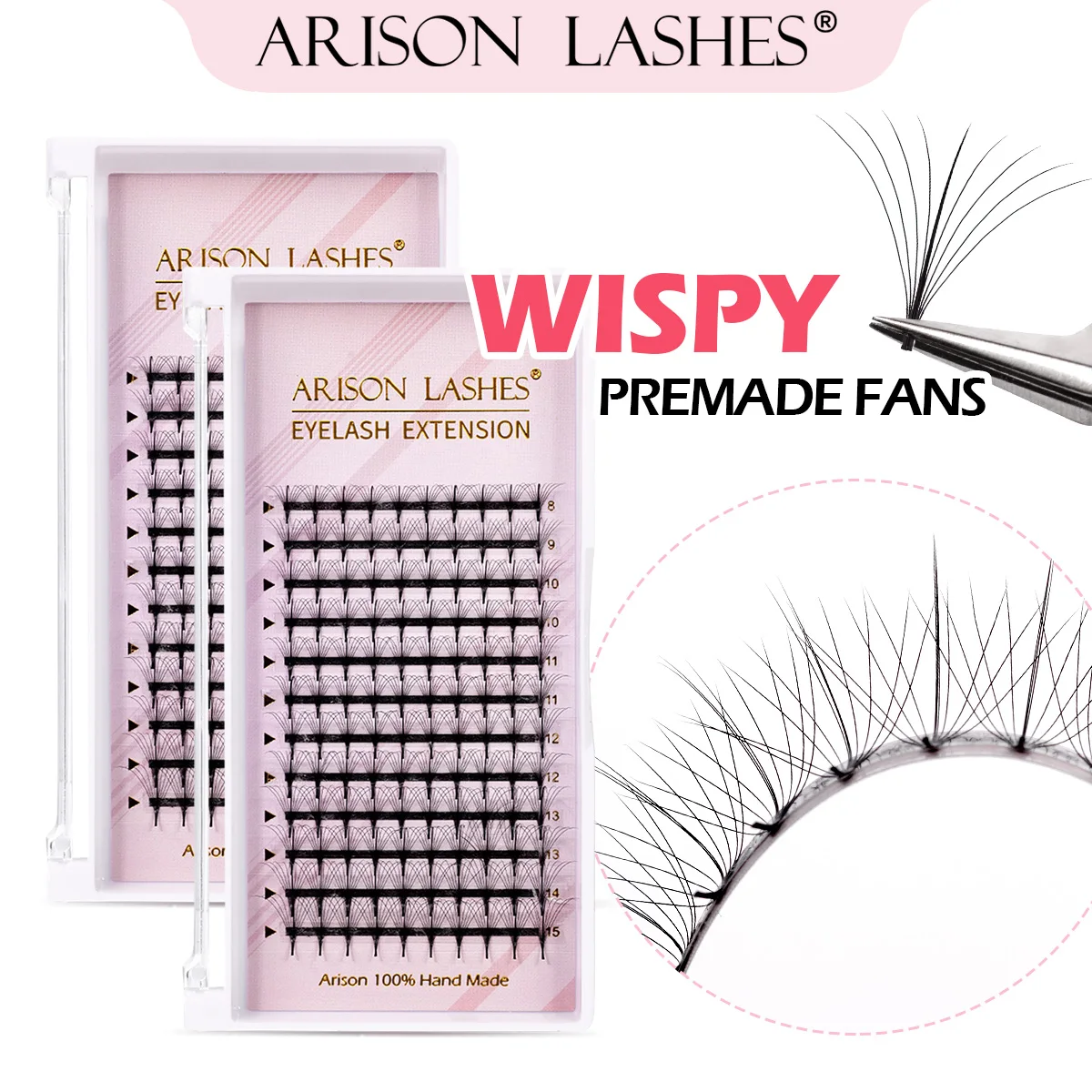 ARISON Wispy 9D Lashes Premade Fan Individual Eyelashes Extension Faux Mink Russian Volume Fans Eye Lash For Wholesale