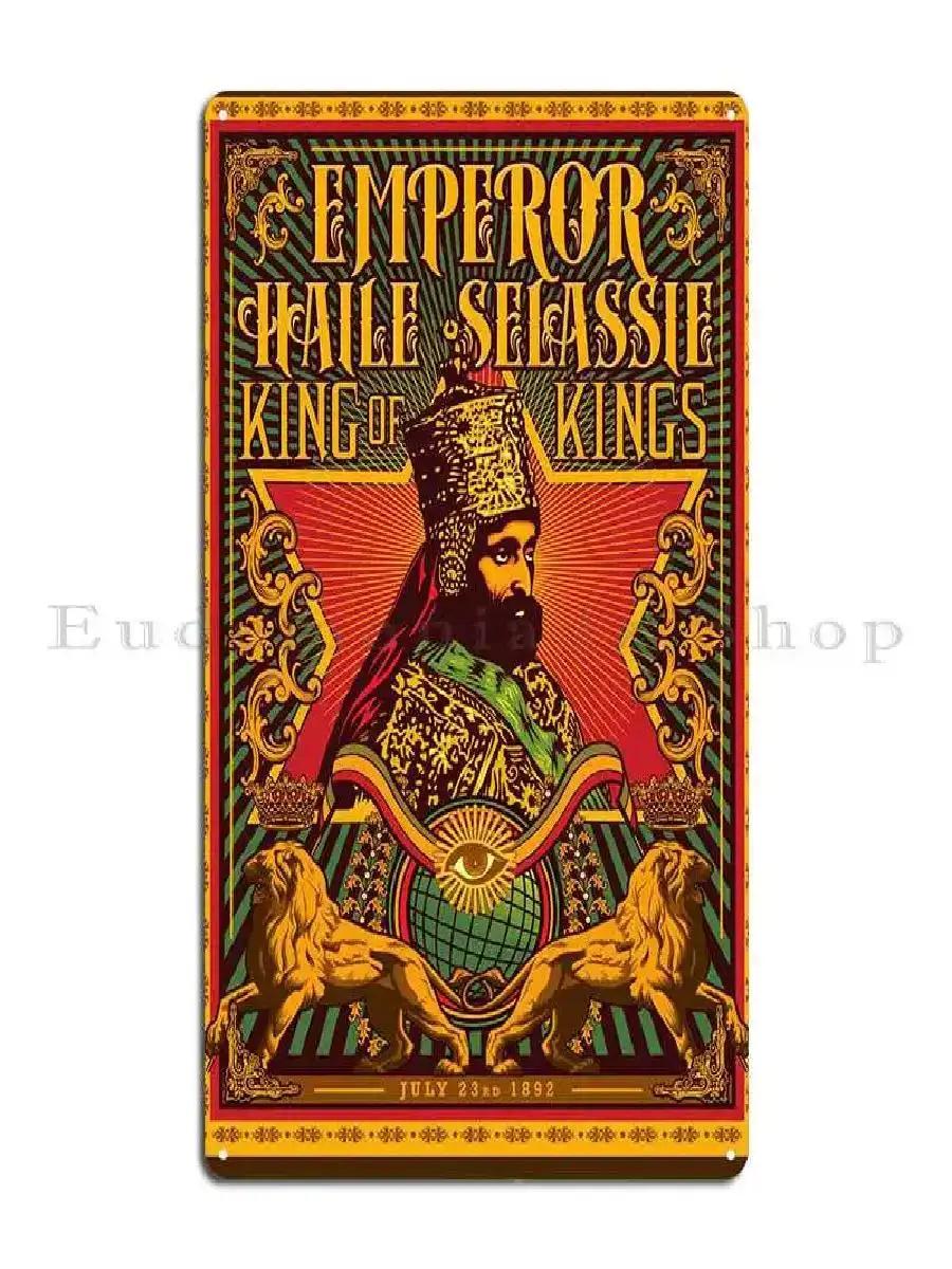 Vintage Emperor Haile Selassie Metal Tin Sign  Living Room Pub Bar Club Wall Decor Poster  Unique Home Decor Print