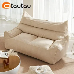 OTAUTAU Soft Waffle 1-2 Seat Bean Bag Couch Cover Set Without Filler Beanbag Armchair Lazy Sofa Bed Lounger Ottoman Stool SF182