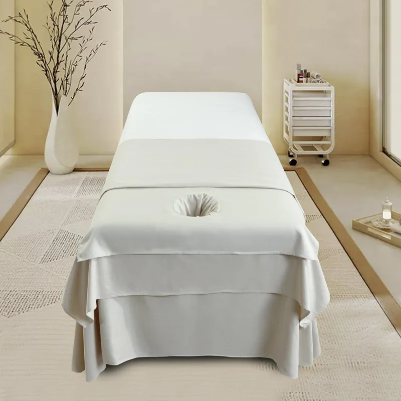 Conjuntos de cama para salão de beleza, 3 peças, toalha de cabeça + capa de edredom + lençol amigável à pele, lençóis de salão de beleza, spa, massagem