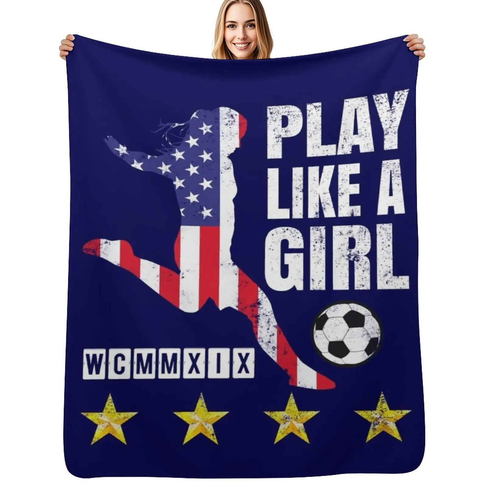 

Play Like a Girl USA United States Women's 2019 Gift Throw Blanket for babies funny gift cosplay anime bed plaid Blankets