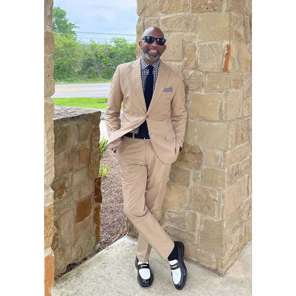 

Fashionable Men's Casual Business Suit Wedding Formal Wear 2 Pieces Jacket Pants Boutique Male Blazer Set