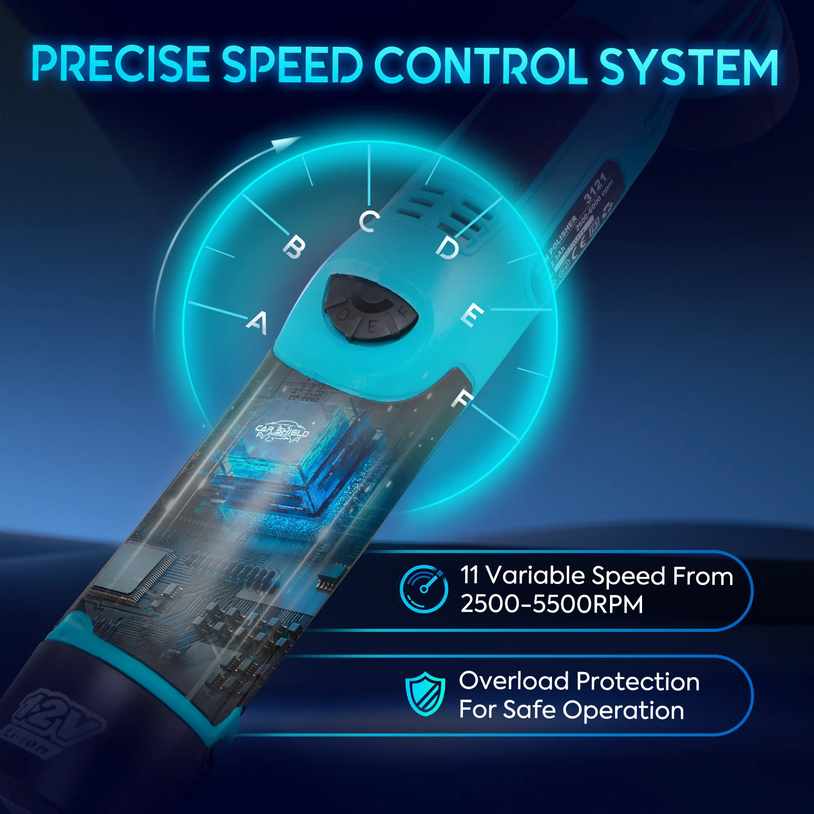 Hot Sale Car Shield Manufacturer's Direct Sales 12V Cordless Power Polisher 1.2/2 Inch for Car Detailing