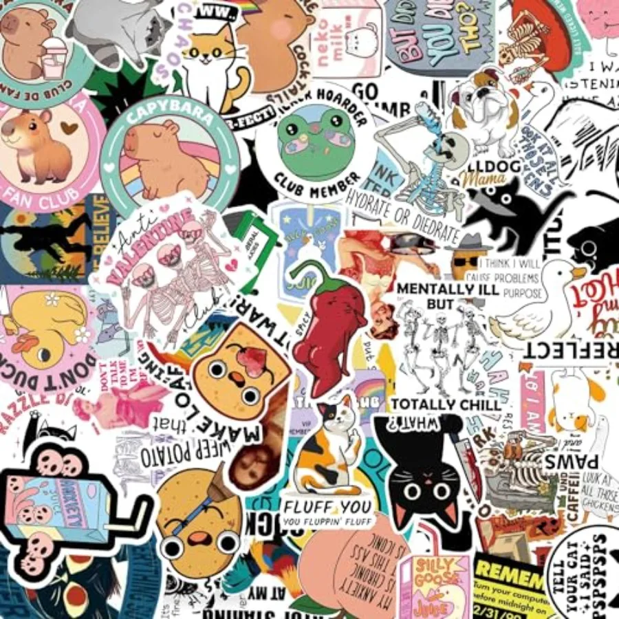 

50 Pc Waterproof Vinyl Stickers for DIY Laptop Luggage Guitar Stationery - Graffiti Stickers Creative Decoration Guide in Multi