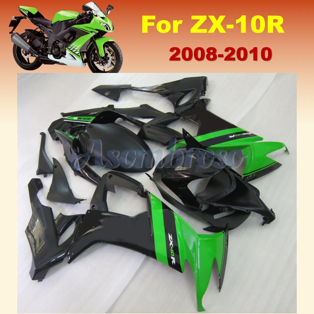 Black Green Bodywork set Fairing Kit For Ninja ZX10R 2008 2009 2010 ZX 10R 08-10 ZX1000 ABS Fairings