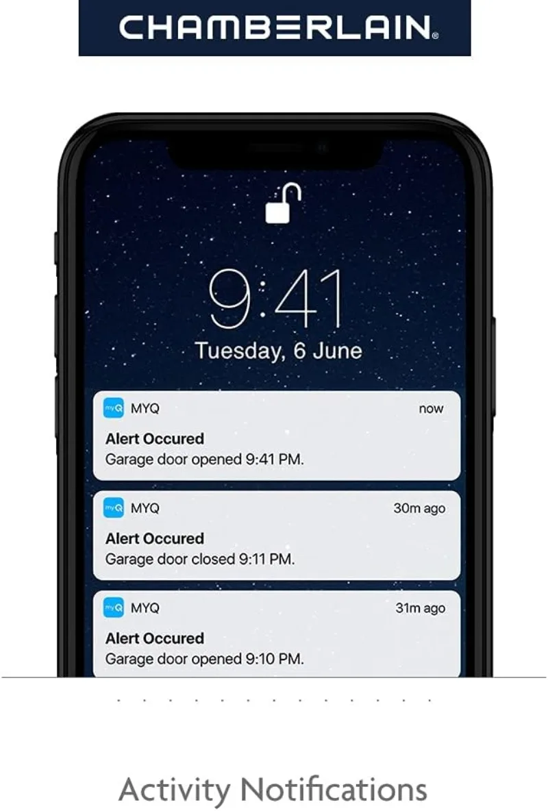 C2212T เครื่องเปิดประตูโรงรถอัจฉริยะ Wi-Fi, มอเตอร์ขับเคลื่อนโซ่ 1/2-HP - จำนวน 1