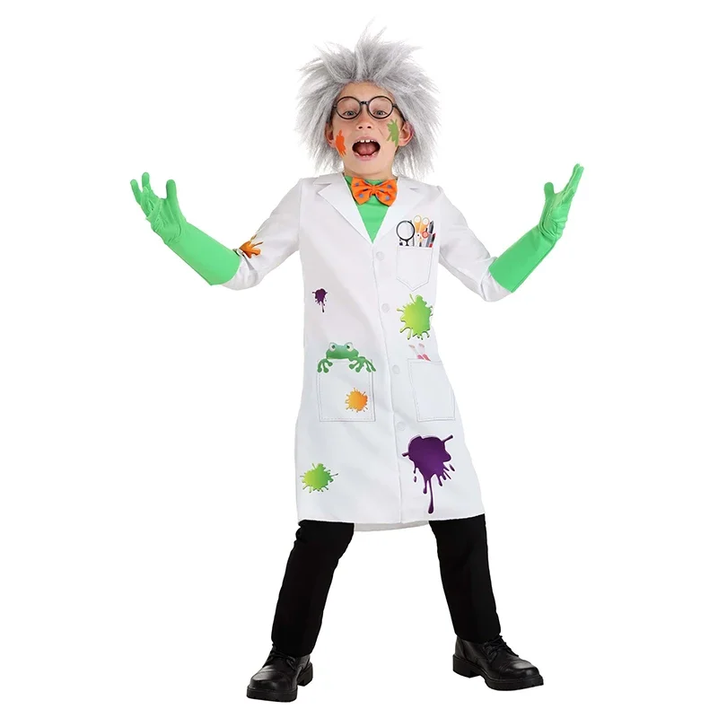 Crazy Boy Frog Child Scientist Fancy Dress Up Child Raving Mad Scientist Costume per bambini