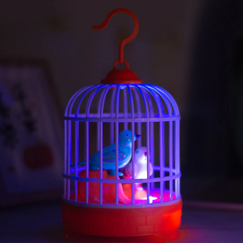 Voice Controlled Bird Cage Bright Color Sound Activated Electronic Bird Singing Movement Kids Educational Interactive Pet