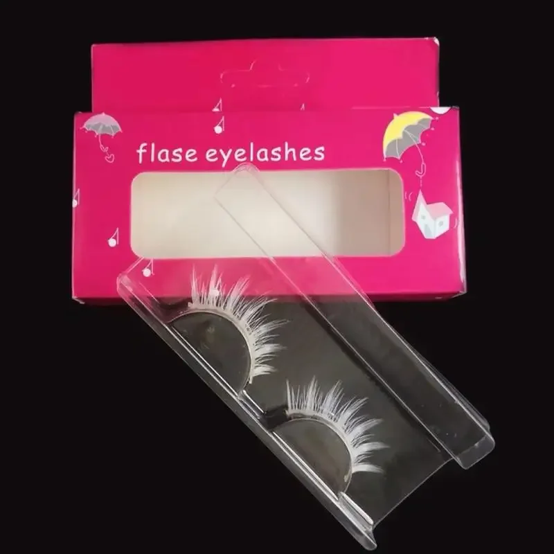 Cosplay Makeup Natural Looking Clear Root White Long Thick Cross False Eyelashes