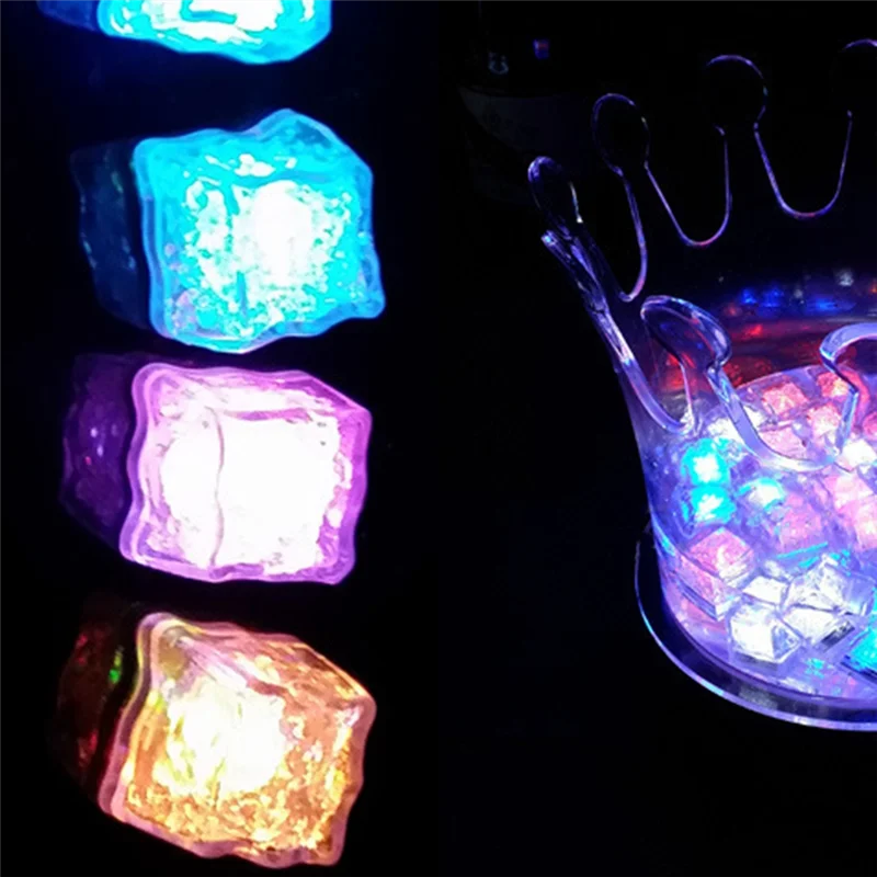 AF93-12PCS À Prova D' Água LED Cubo de Gelo Colorido Piscando Brilha No Escuro Ilumine Para Bar Clube Beber Decoração de Festa