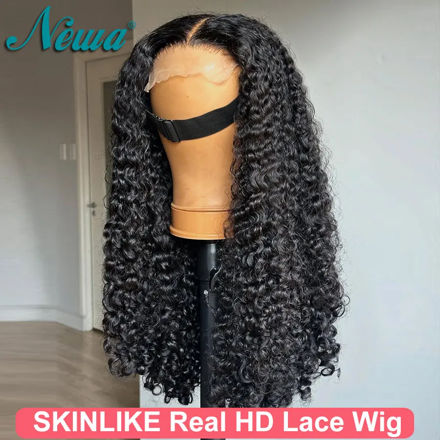 Newa الشعر 100% الشعر البشري 5x5/6x6 HD الدانتيل إغلاق شعر مستعار غلويليس مجعد 13x6/13x4 HD الدانتيل الباروكات الأمامية قبل قطعها عقدة ابيض