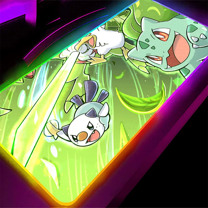 

Rubber LED Mouse Pad Pokemon Bulbasaur Mini Pc Computer Keyboard RGB Mouse Mat xxl Mousepad Keyboards Gamers Backlight Desk Mat