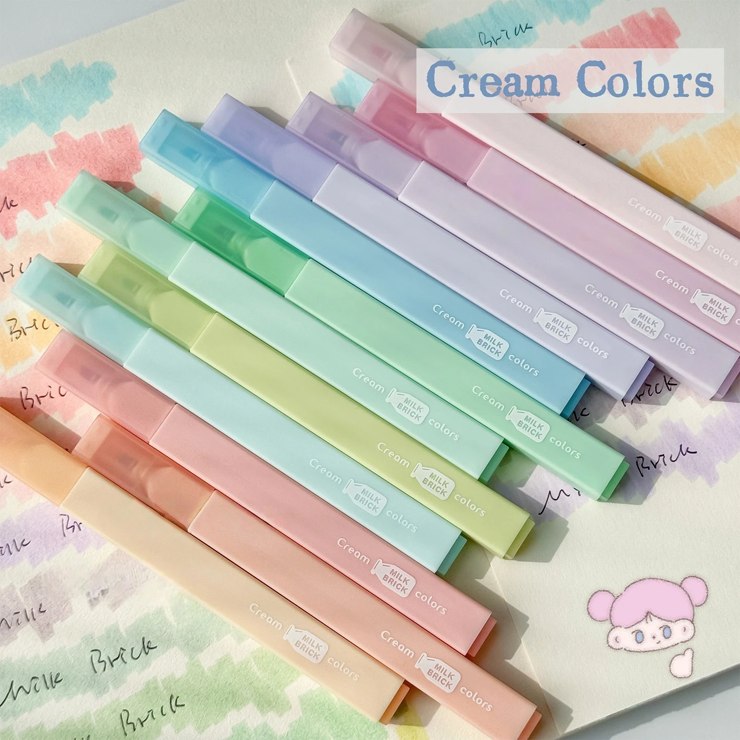 

Набор из 4 маркеров-хайлайтеров с мягким наконечником, пастельные кремовые цвета, нежные для глаз, для школы, офиса, рисования и живописи F7977