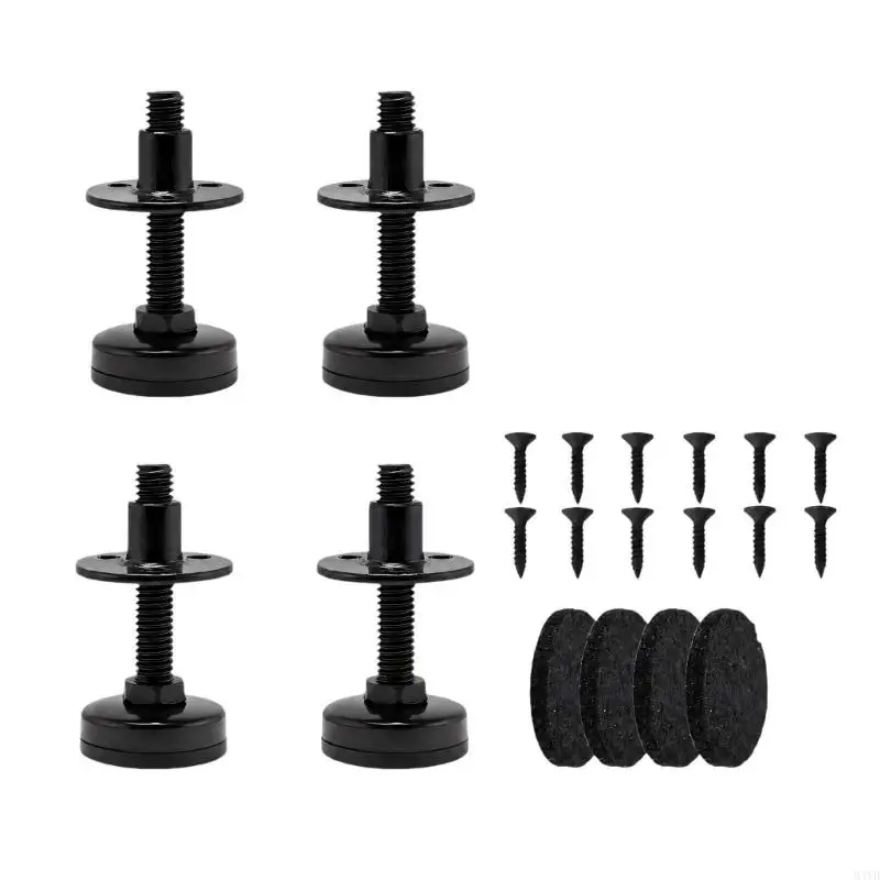 Adjustable Furniture Leveling Feet, Set of 4 Metal Levelers with Threaded Height Control for Cabinets and Workbenches M4YD