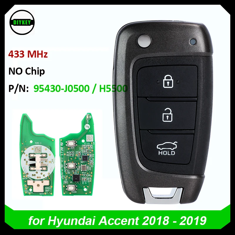 DIYKEY OEM Smart Remote Control Key Fob For Hyundai Accent 2018 2019 P/N: 95430-J0500 95430-H5500 95430-H5600 433MHz No Chip