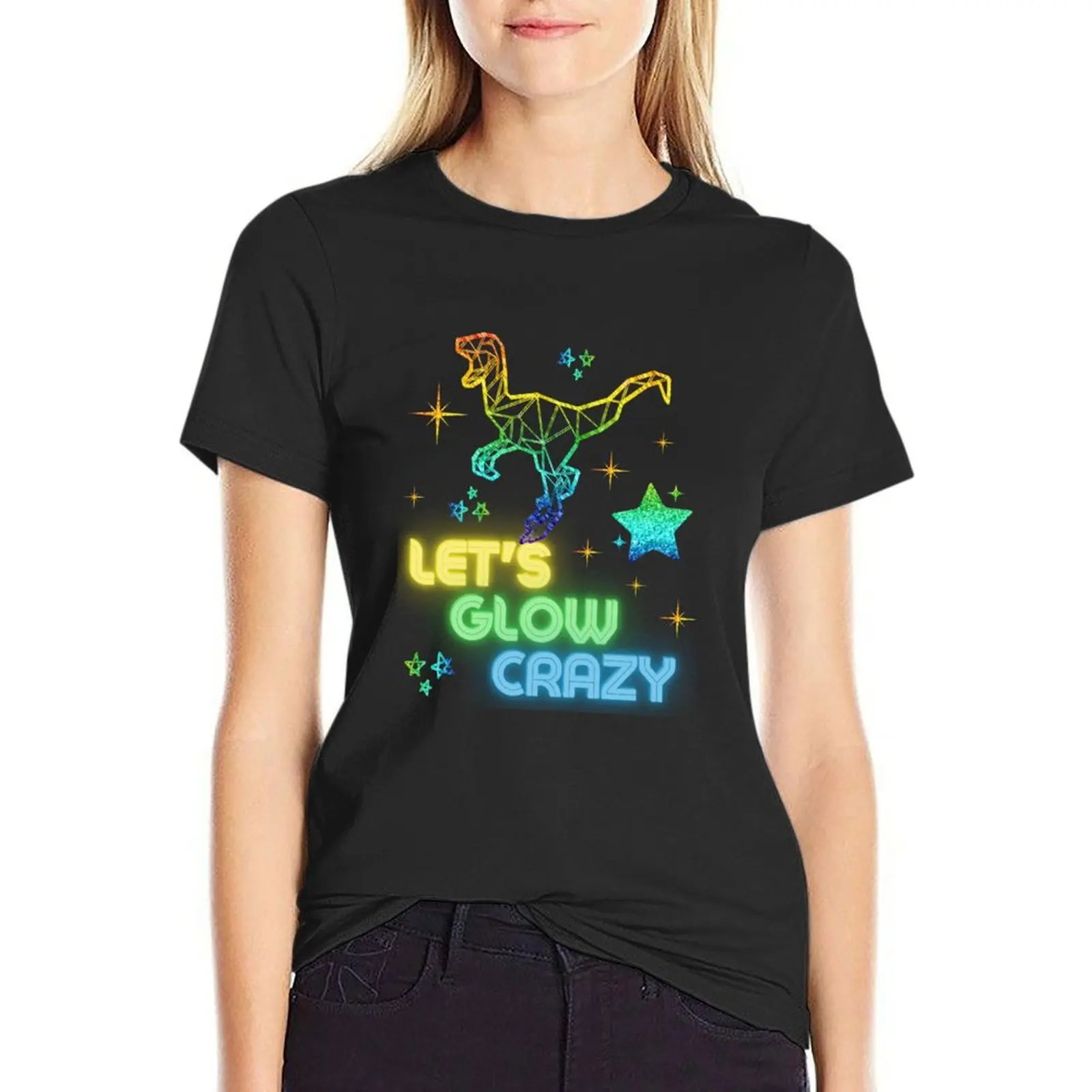 

Glow Crazy 80s Party | Lets Glow Crazy T-Shirt korean fashion shirts graphic tees plus size tops t shirt Women