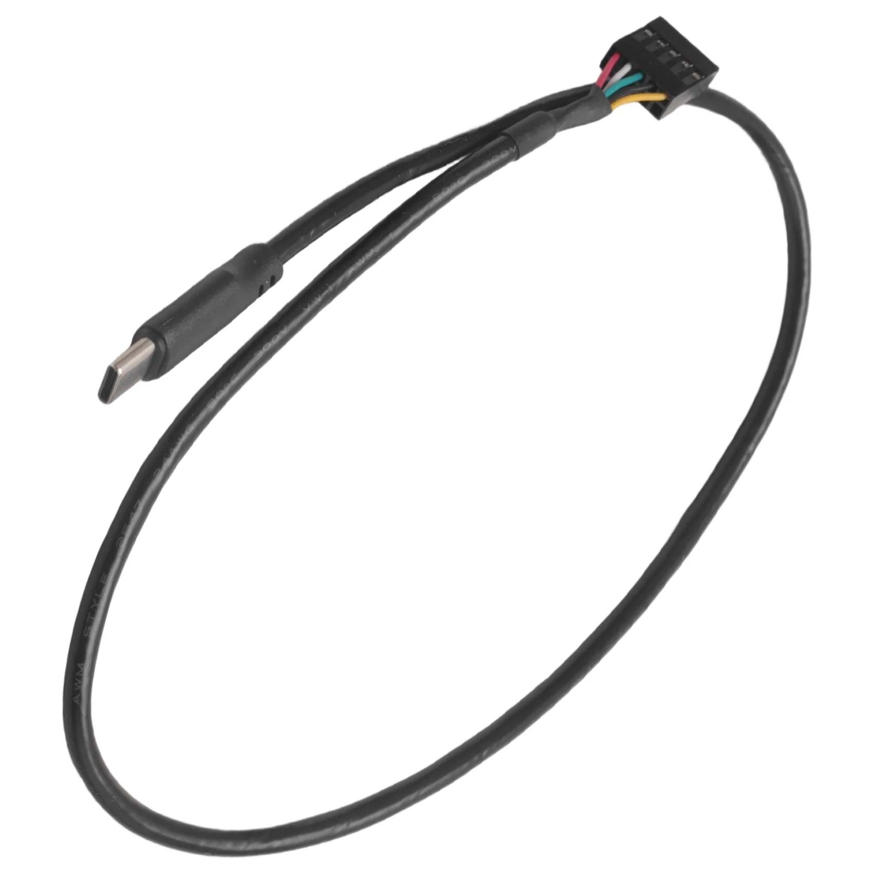 DT21 USB 9Pin to Type C Cable 50cm for Computer Motherboard to USB-C Secondary Screen PC LCD Adapter Black