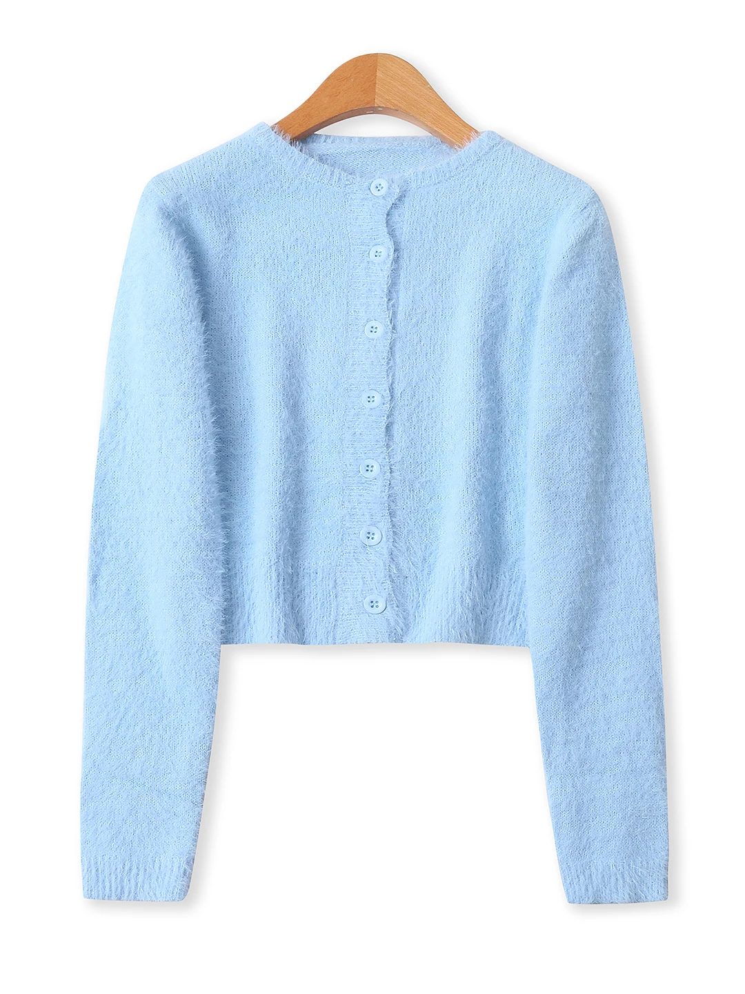 女性のスリムフィットロングスベセーターシングルボタンまたはオープンカーディガンフェイクミンクファーキャンディーカラー秋の新作 Sle 8859