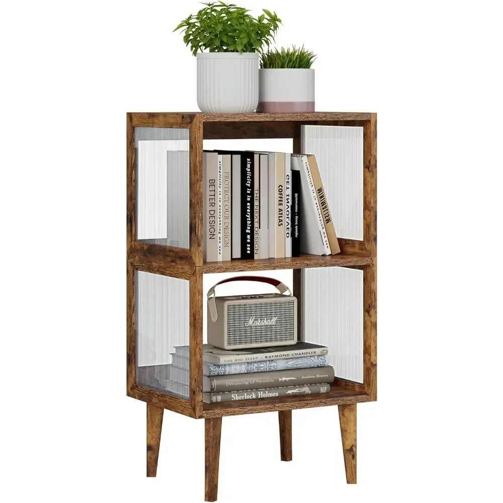 Storage Shelf Bookshelf Storage Organizer With Legs Living Room 3 Tier Book Shelf Home Office 3 Cube Bookcase Brown Furniture