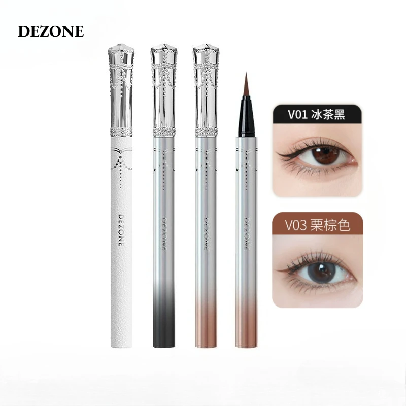 DEZONE eyeliner Extremely fine and long-lasting eyeliner Waterproof and sweat-proof natural silky lambskin Ultra fine