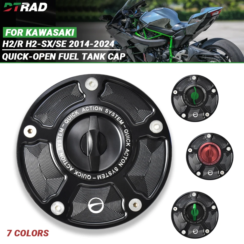 Keyless Quick Release Fuel Tank Cap For KAWASAKI NINJA H2/R/SX/SE CNC Aluminum Alloy Motorcycle Modification Oil Gas Tank Cover