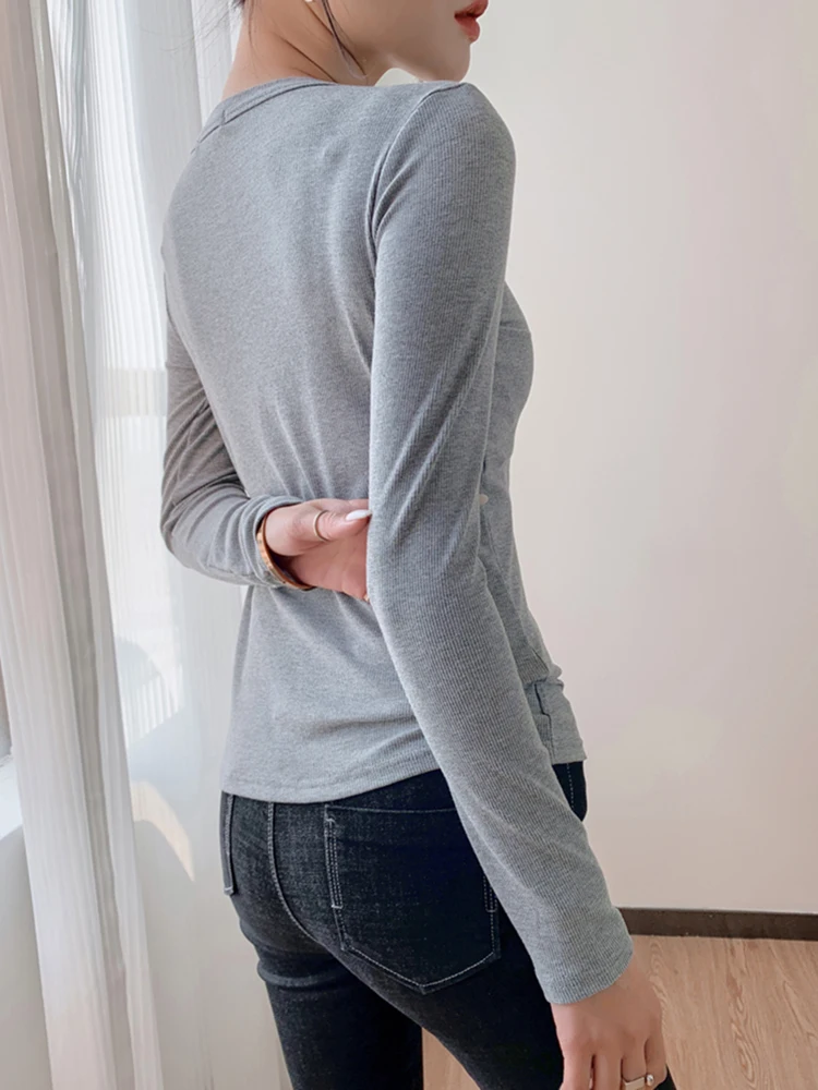 T Shirt Women Screw Thread Cotton Tee Shirt Short Sleeve Korean Fashion Clothes Elastic T Shirts Camisetas De Mujer 2022 Spring