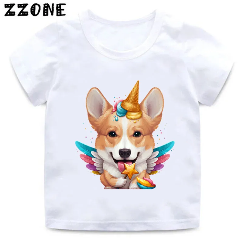 Magische Katze Hund Panda Eis Einhorn drucken Cartoon Kinder T-Shirts Mädchen Kleidung Baby Jungen T-Shirt Sommer Kinder Tops,ooo5438