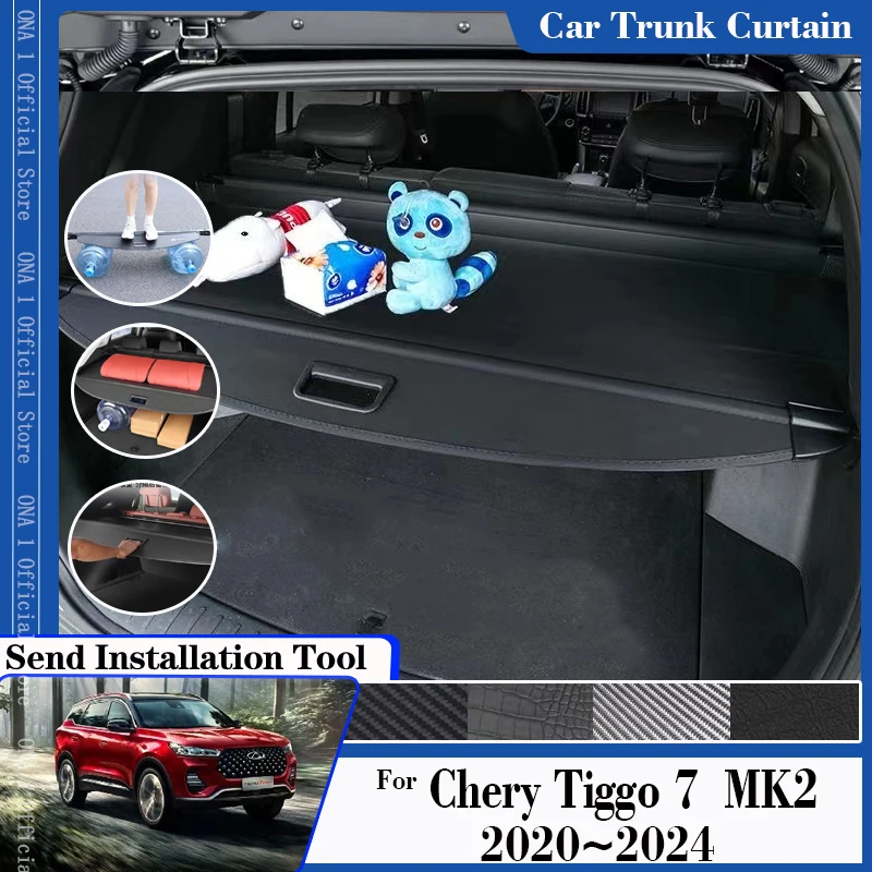 

Car Rear Trunk Curtain Cover For Chirey Chery Tiggo 7 Pro 2020~2024 Retractable Luggage Rack Partition Shelters Auto Accessories