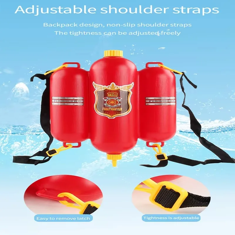 Fireman Role Play Pool Toys Fire Extinguisher Watergun Large Capacity Water Gun Fire Backpack Water Gun Firefighter Water Toy