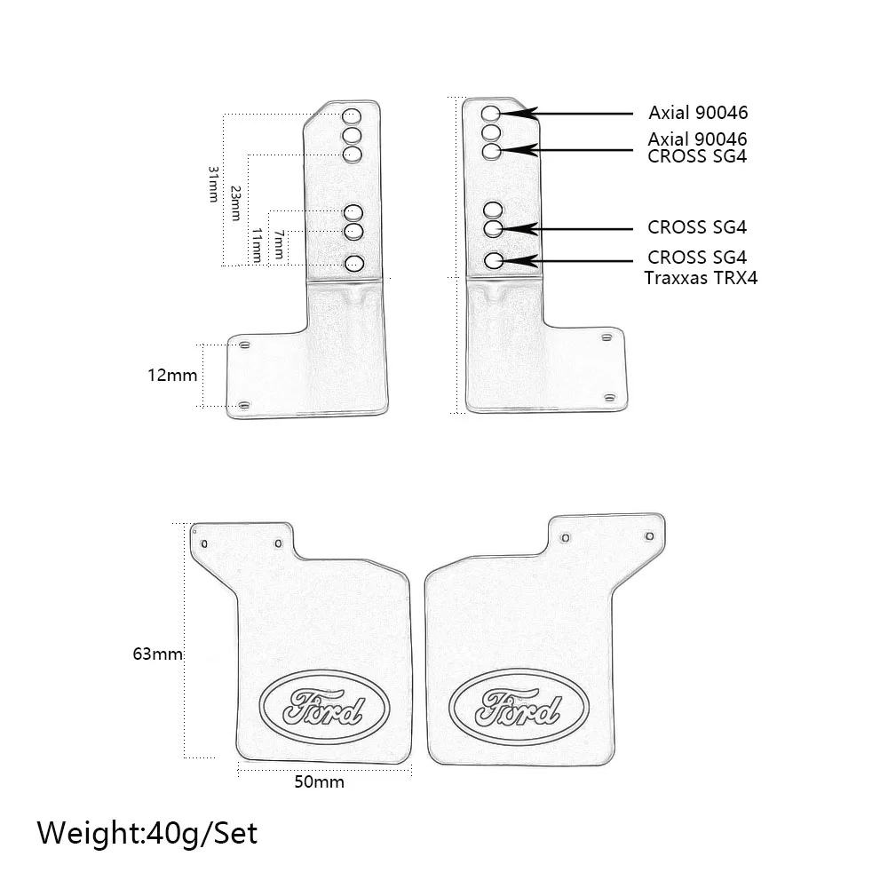 Guardabarros trasero de goma para coche teledirigido, soporte de aleación, guardabarros para coche teledirigido 1/10 Traxxas TRX4 AXIAL SCX10 90046 90047 KM2