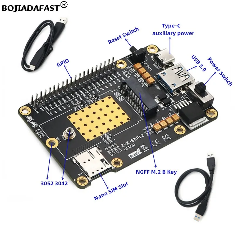 5G 4G LTE WWAN Module Modem USB 3.0 To M.2 NGFF B-Key Wireless Adapter With Nano SIM Card Holder For Raspberry Pi 4 3 2 B+