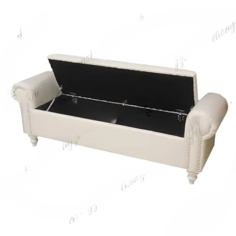 leather storage bedside stool fashionable and simple small living room sofa solid wood shoe changing stool