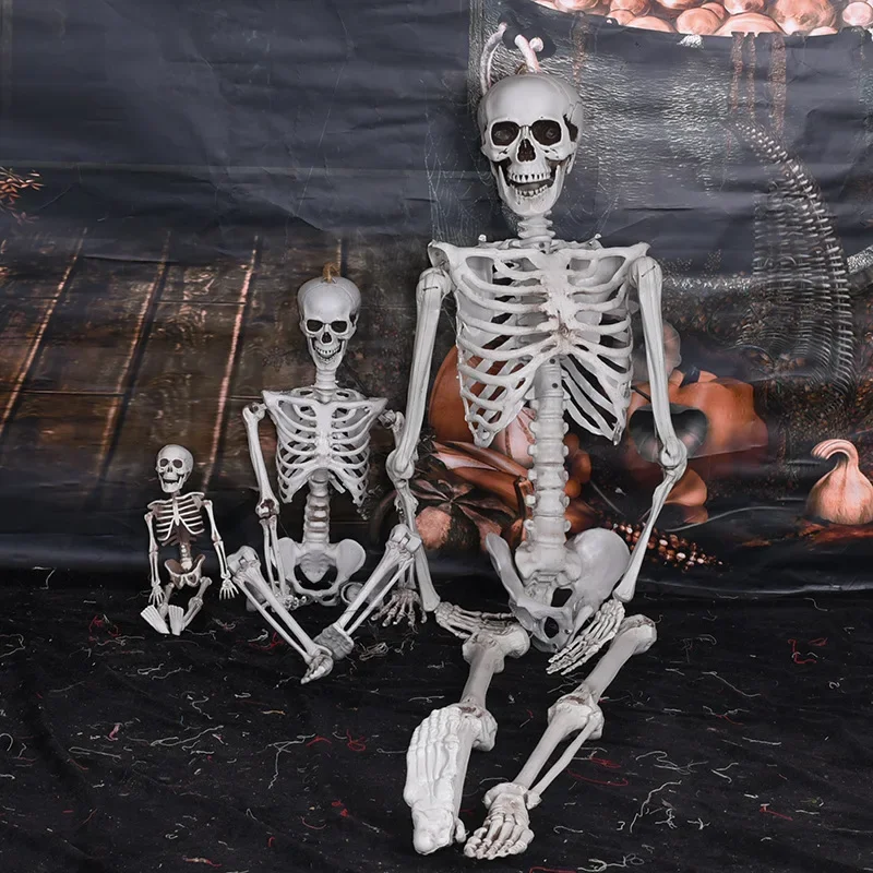 Halloween Skelett Dekoration Ganzkörper Einweg Kunststoff Skelett für Hof Garten Terrasse Spukhaus gruselige Skelett Requisite