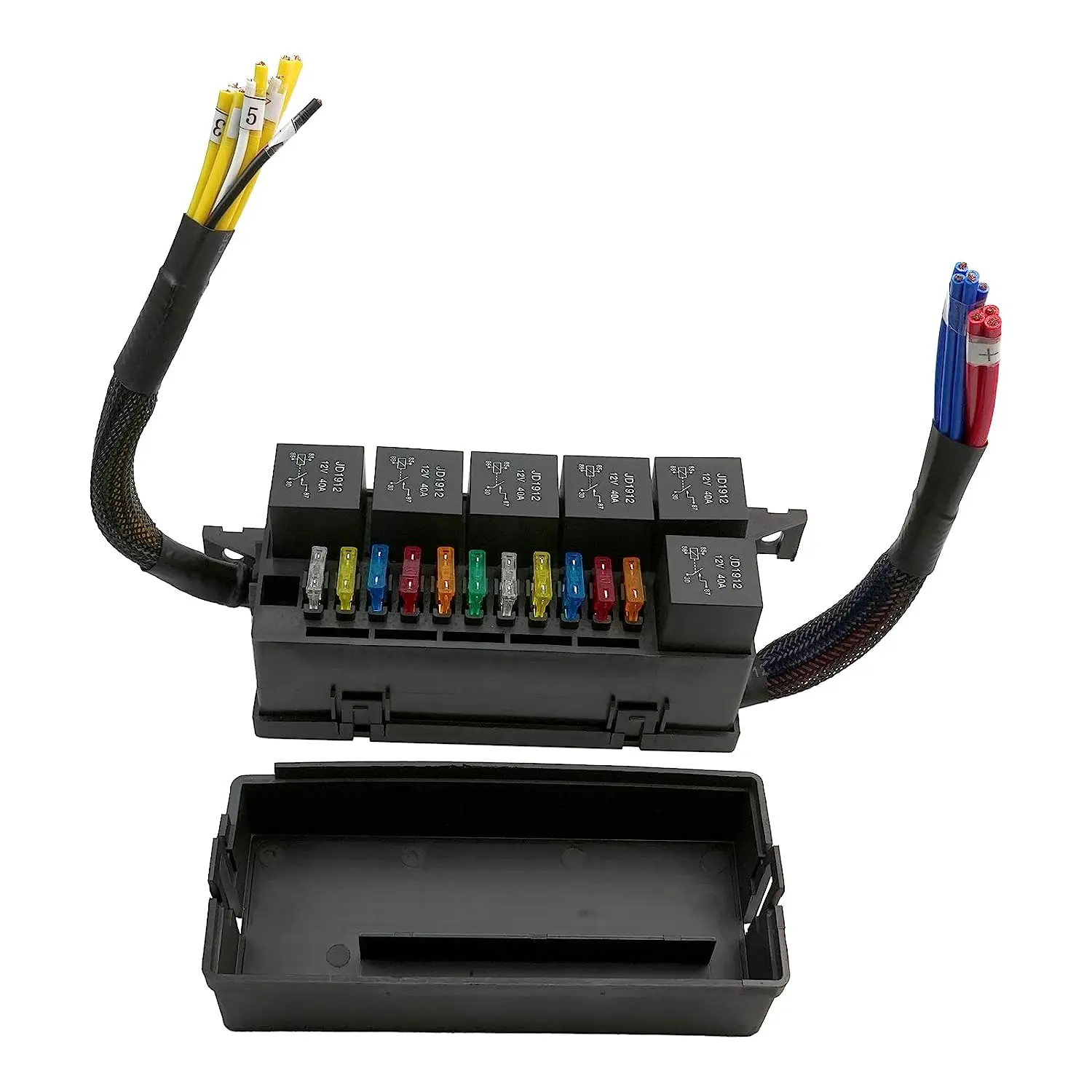 12V Fuse Block Fuse Relay Box Block 11 Way Waterproof 4PINATC/ATO Fuse Block and 6 Slot Relay Panel For Universal Vehicles Car
