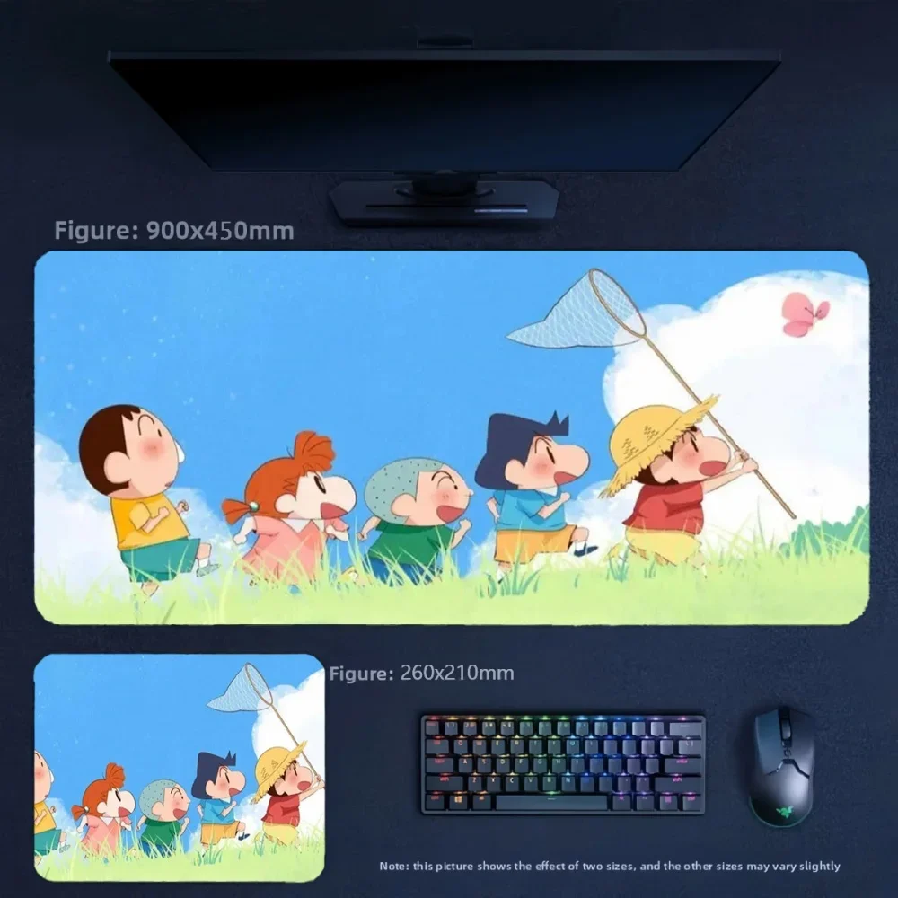 High Definition Girls Green Eye Protection Wrist Leather Table Mat Animation Crayon Shin-chan and His Friends Leather Mouse Pad