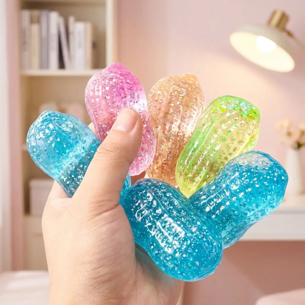 Slow Rebound Glitter Peanut Squishy Buttery Soft Texture Malt Syrup Texture Peanut Stress Ball Slow Rising Squeezable