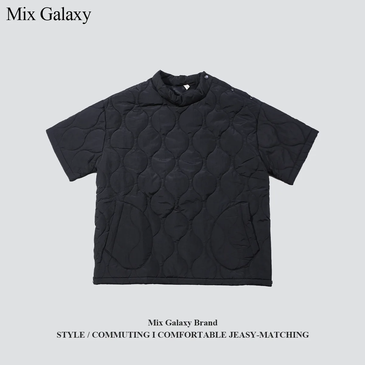 MIX men's Japanese retro workwear quilted cotton short-sleeved high-necked cotton jacket autumn and winter casual jacket top