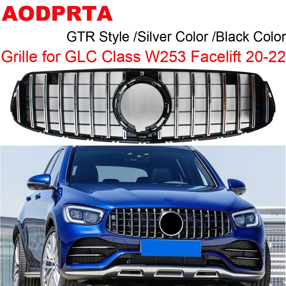 W253 X253 Grill GTR Style Front Bumper Grille Mesh Hood for Mercedes GLC Class 2019-2022 Facelift W253 GLC200 GLC260 GLC300 AMG