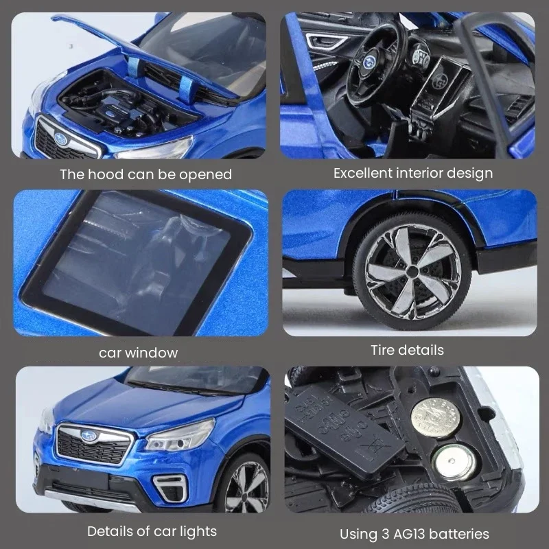 1:32 Subaru Forester SUV Alloy Off-Road Vehicle Miniature Scale Model Car Diecast Metal Sound&Light Collection Children Toy Gift