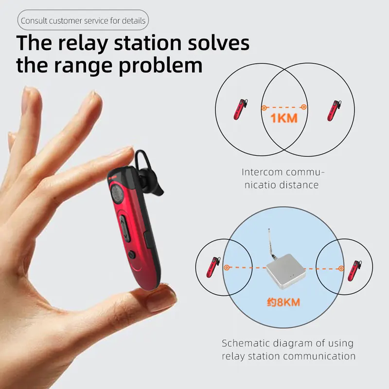 Mini BT Intercom Headset Wireless Interphone Earphone VOX Two Way Radio Hands Free Blue Tooth Walkie Talkie V39