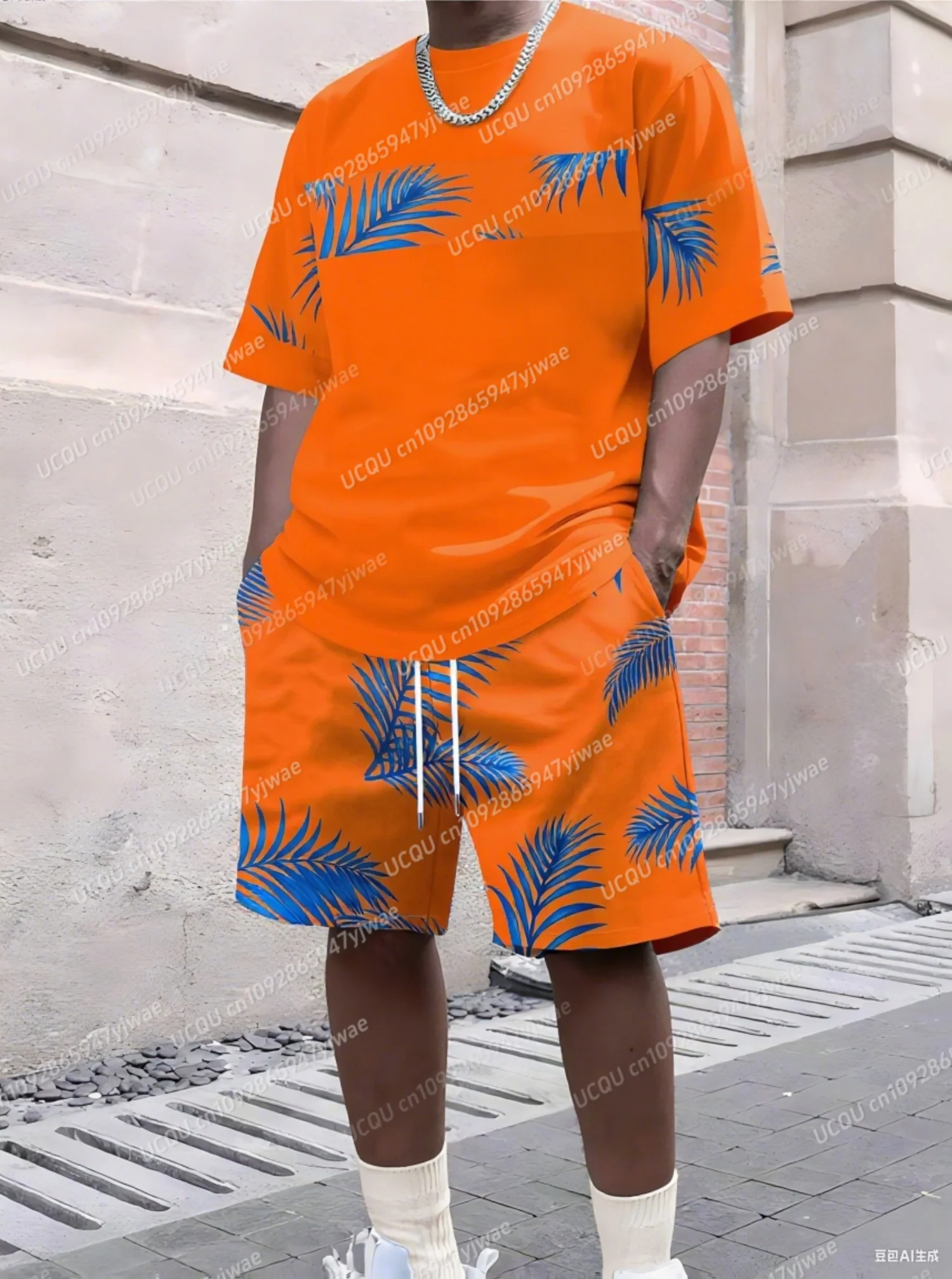 2025 Summer Hawaiian Coconut Tree Print Men's Tracksuit 2 Pieces Set Casual Sport T-Shirt Shorts Set Men's Jogging Men Clothes
