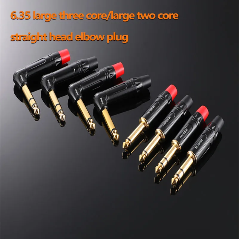 

6.35/6.5 TS Mono TRS Stereo 2/3Core Welding Plug Guitar Cable Musical Instrument Audio Microphone Cable Straight Head Elbow Plug