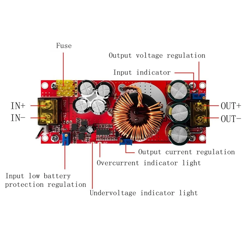 -AT52 1 conjunto 12V-48V a 24V-72V 30A 1500W DC-DC Boost Module Módulo de fonte de alimentação para carro elétrico