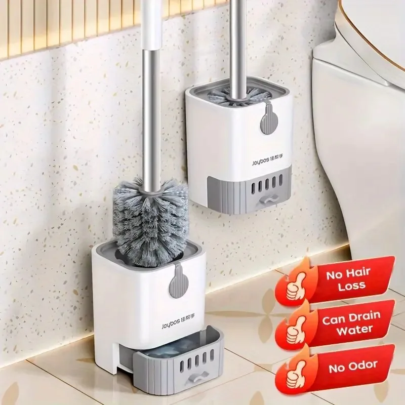 Toilet Brush Set: Long Handle, Hang or Stand, Traceless Mount. Keep Guest Bathrooms Spotless for Holiday Parties! - Image 2