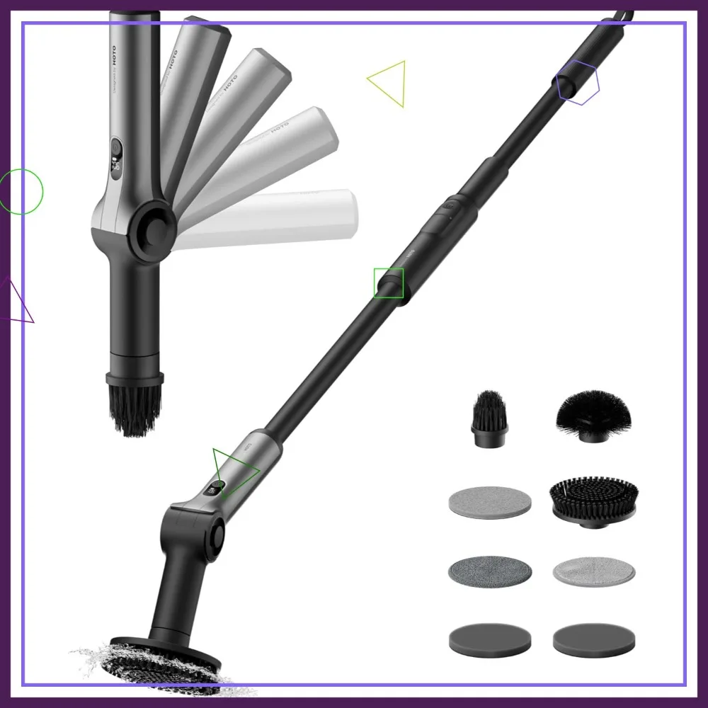 

Flexi Cordless Electric Spin Scrubber, Adjustable Angle, Extendable Handle, Smart Display, IPX7 Waterproof with 8 Brush Heads