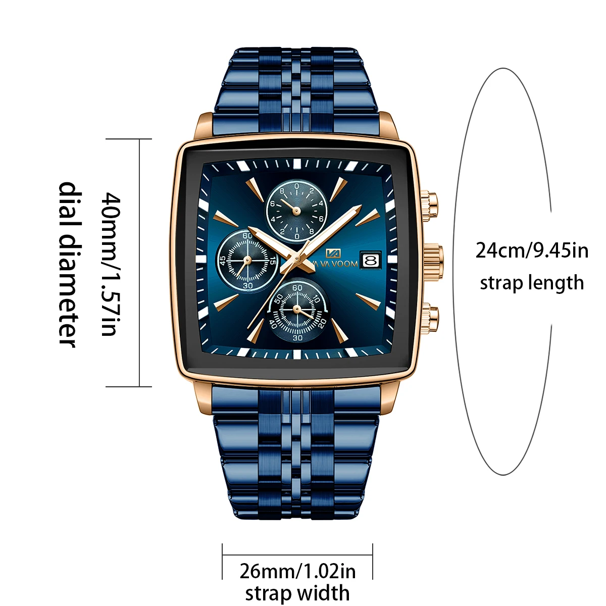 2025 جديد فاخر ساحة الرياضة رجل ساعة VA VA VA VOOM مقاوم للماء مضيئة كرونوغراف كوارتز ساعات رجالية ساعة من الفولاذ المقاوم للصدأ Reloj